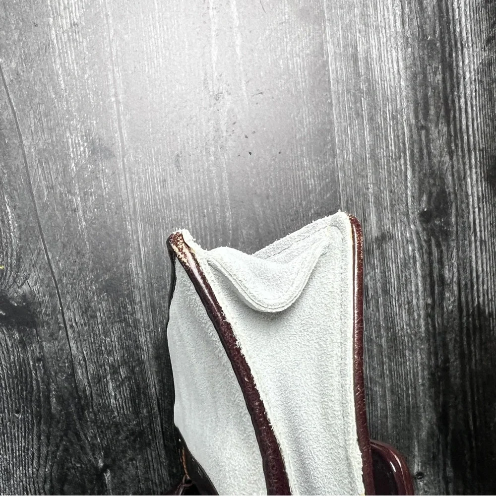 Anne Taylor Y2K Mini Baguette Bag Gray and Brown Suede and Leather - Picture 13 of 16